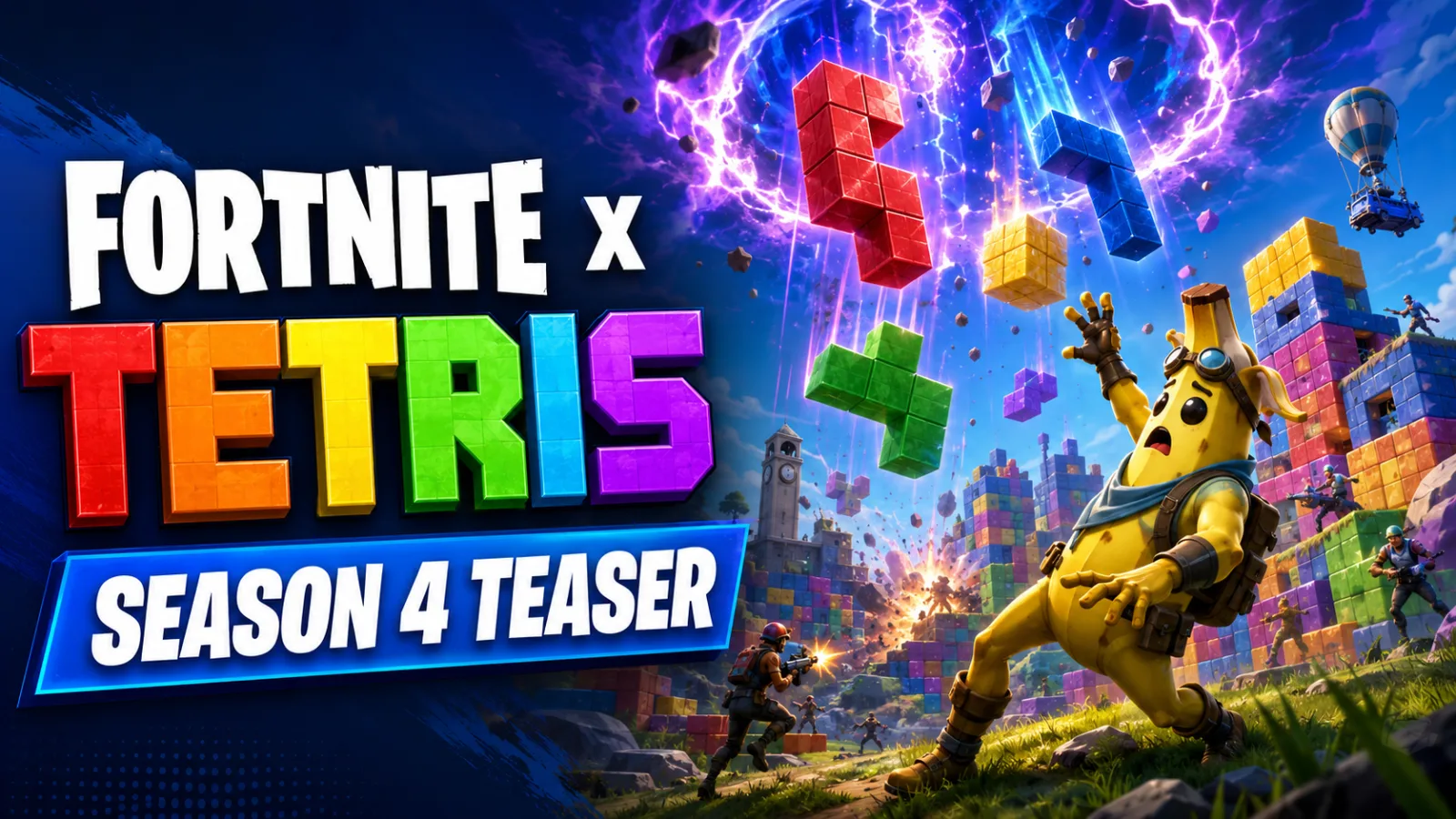 Fortnite x Tetris bestätigt: Neue Season-4-Mechanik lässt Blöcke vom Himmel fallen