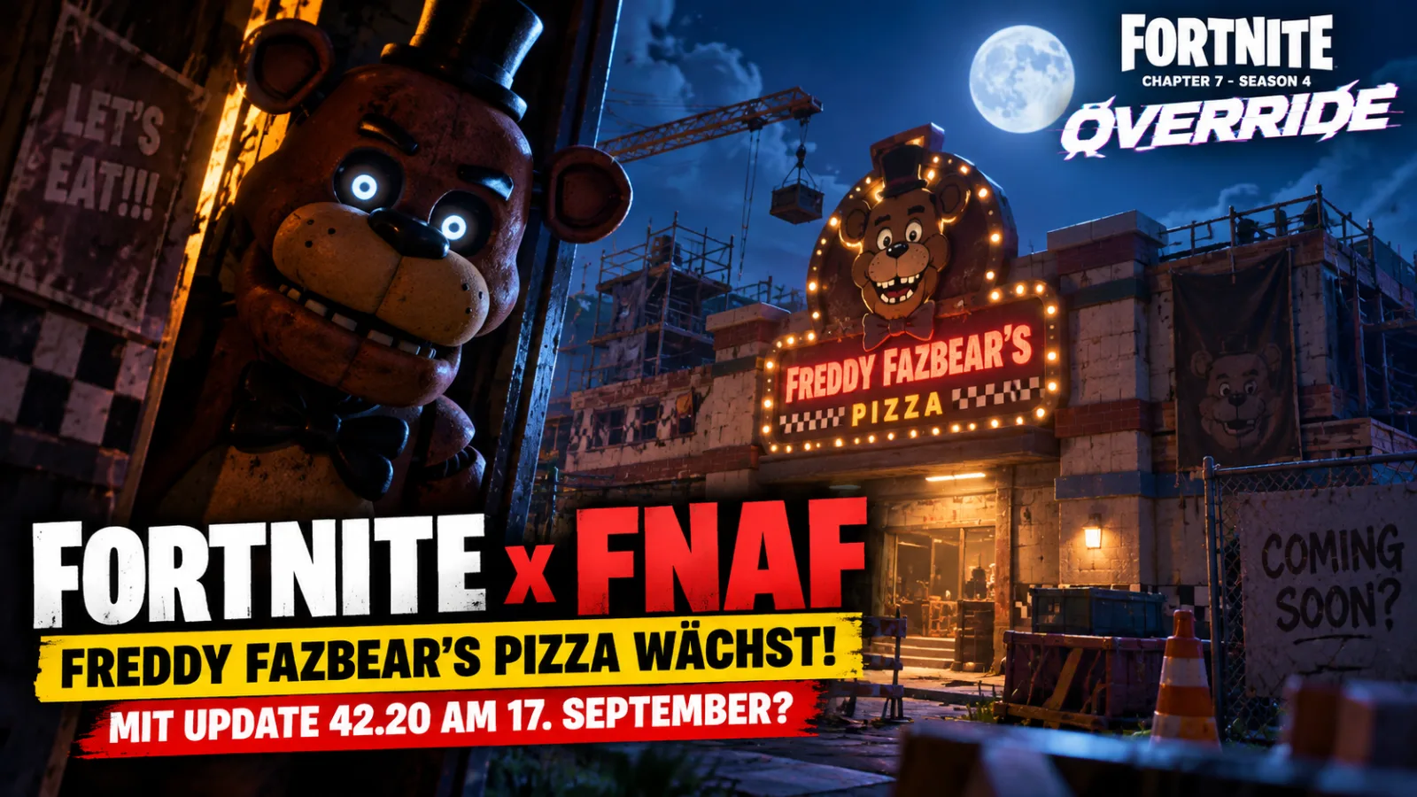 Fortnite x FNAF Leak: Freddy Fazbear’s Pizza soll mit Update 42.20 wachsen